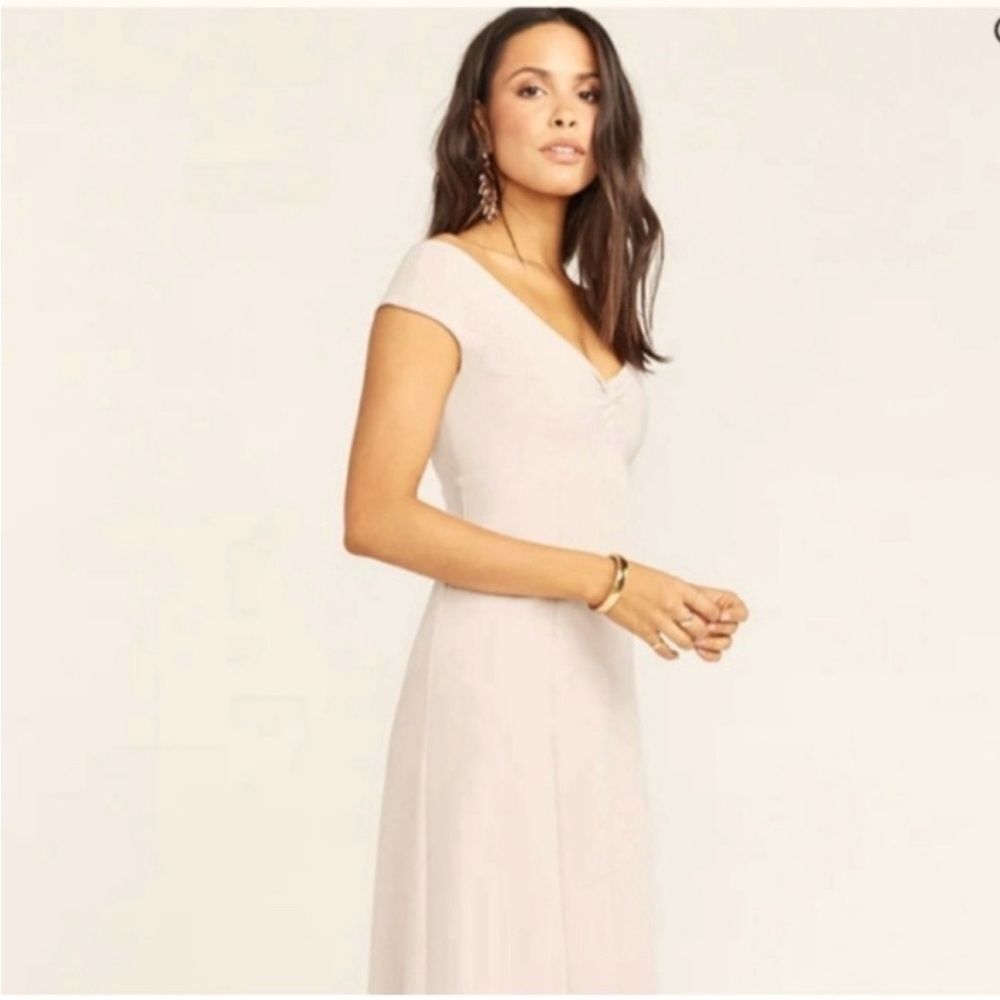 Show Me Your Mumu Zurich Knot Bridesmaid Gown XXS Taupe Blush Maxi Dress NWT